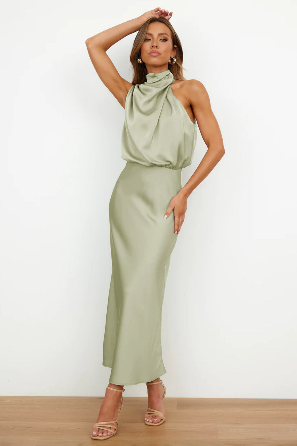 Evening Dress | Halter Satin Dress | Women's Formal Wear