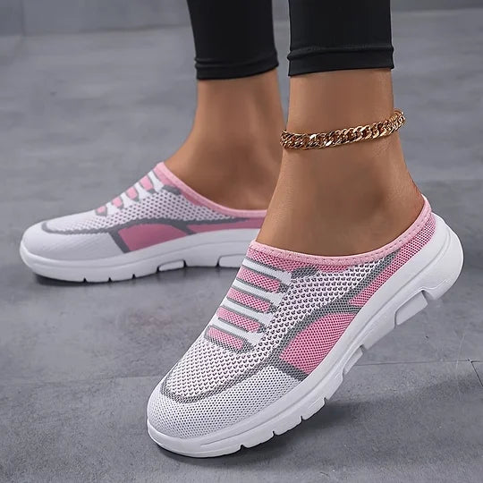 Knit slip-on sneakers breathable lightweight low profile casual