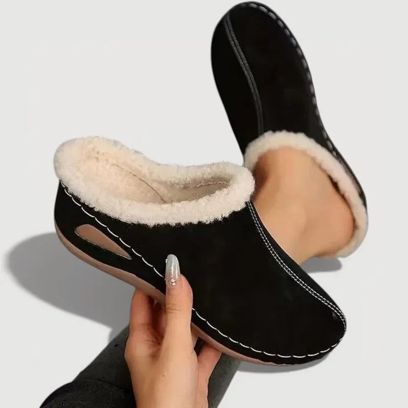 Women's Slippers | Soft Platform, Contrast Stitching | Blue, Black, Brown