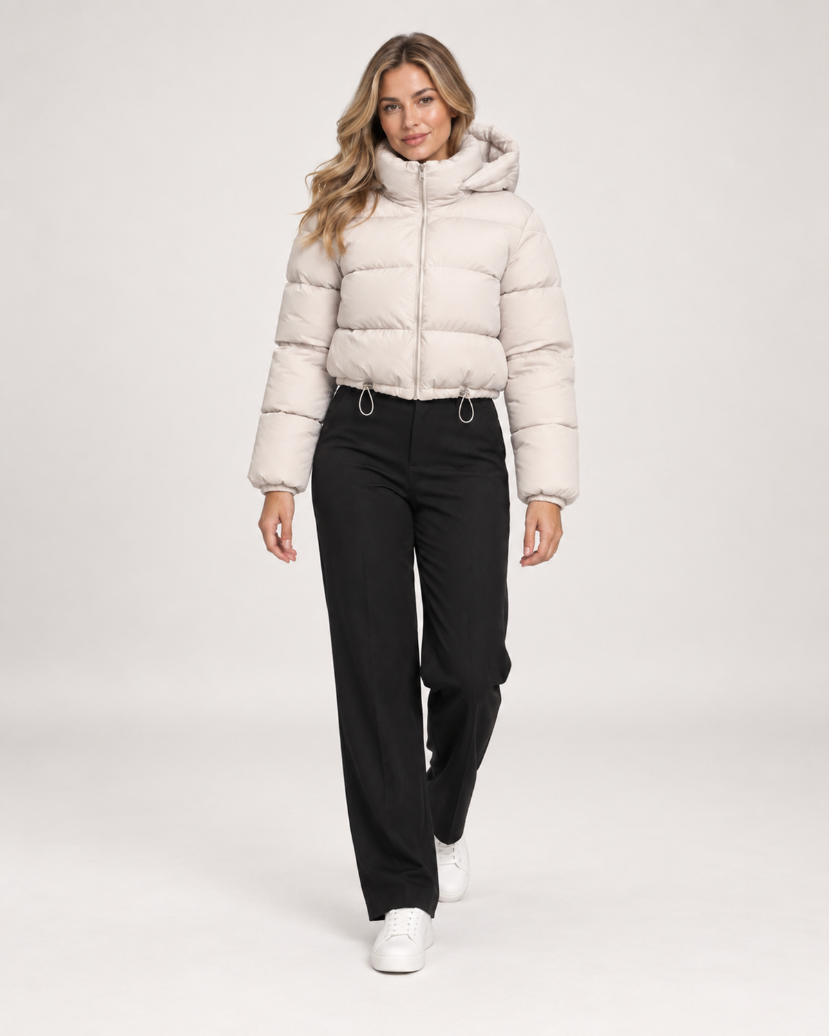 Women Cropped Puffer Jacket Hood