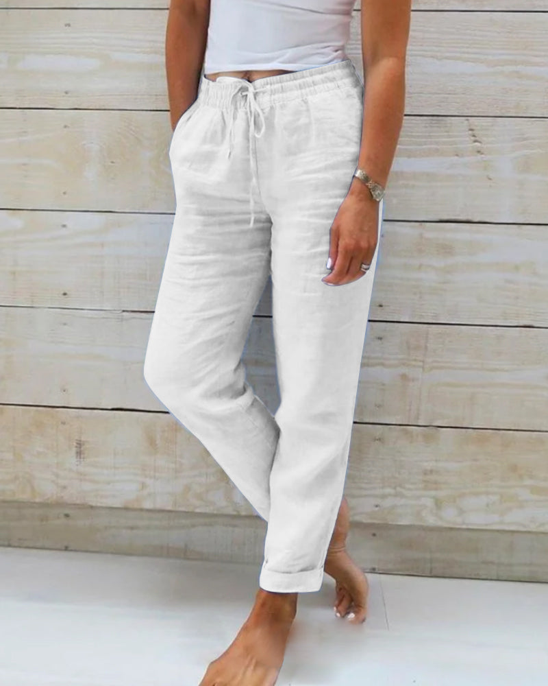 Women stretchy lightweight pants flexible fit comfortable everyday wear