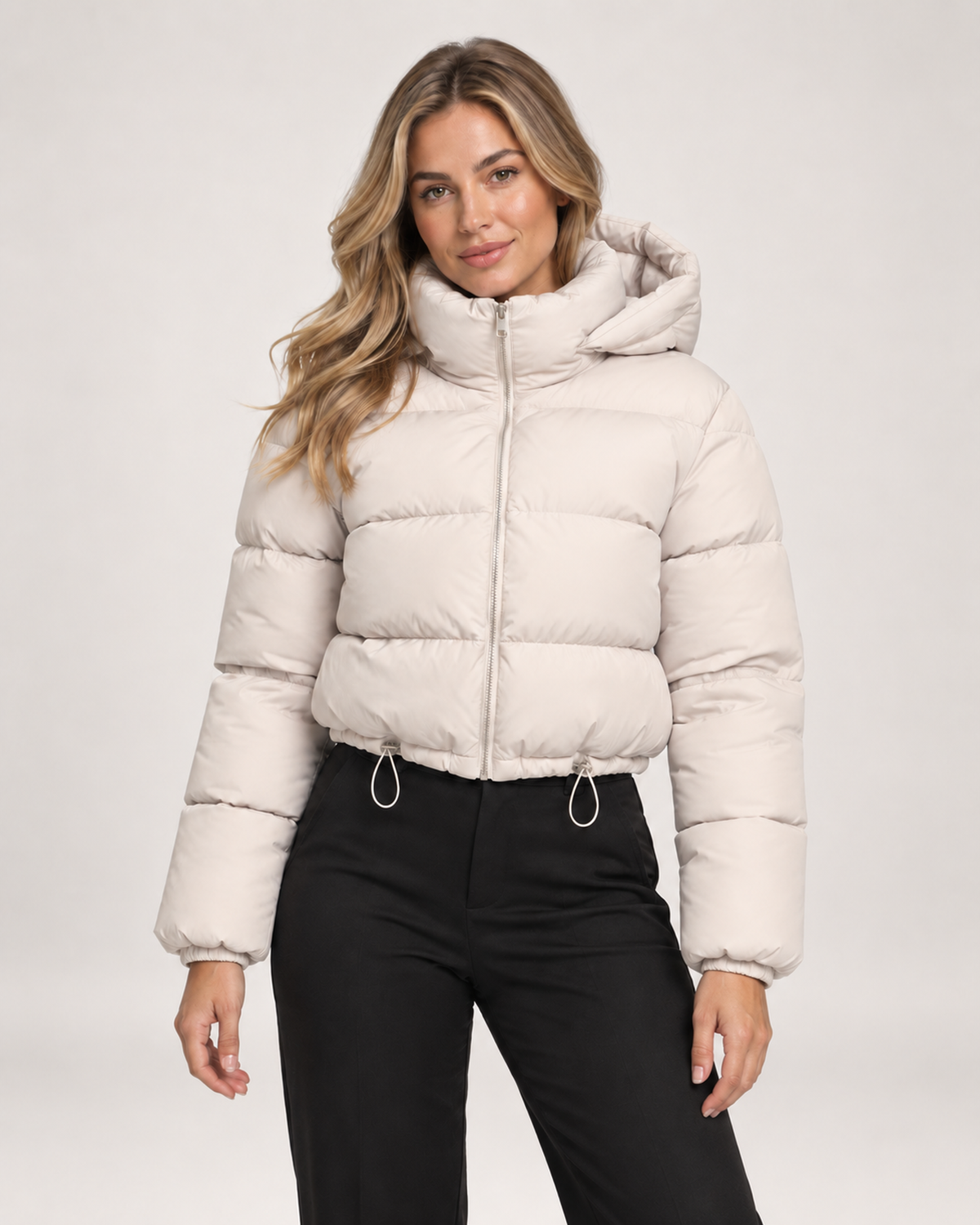 Women Cropped Puffer Jacket Hood
