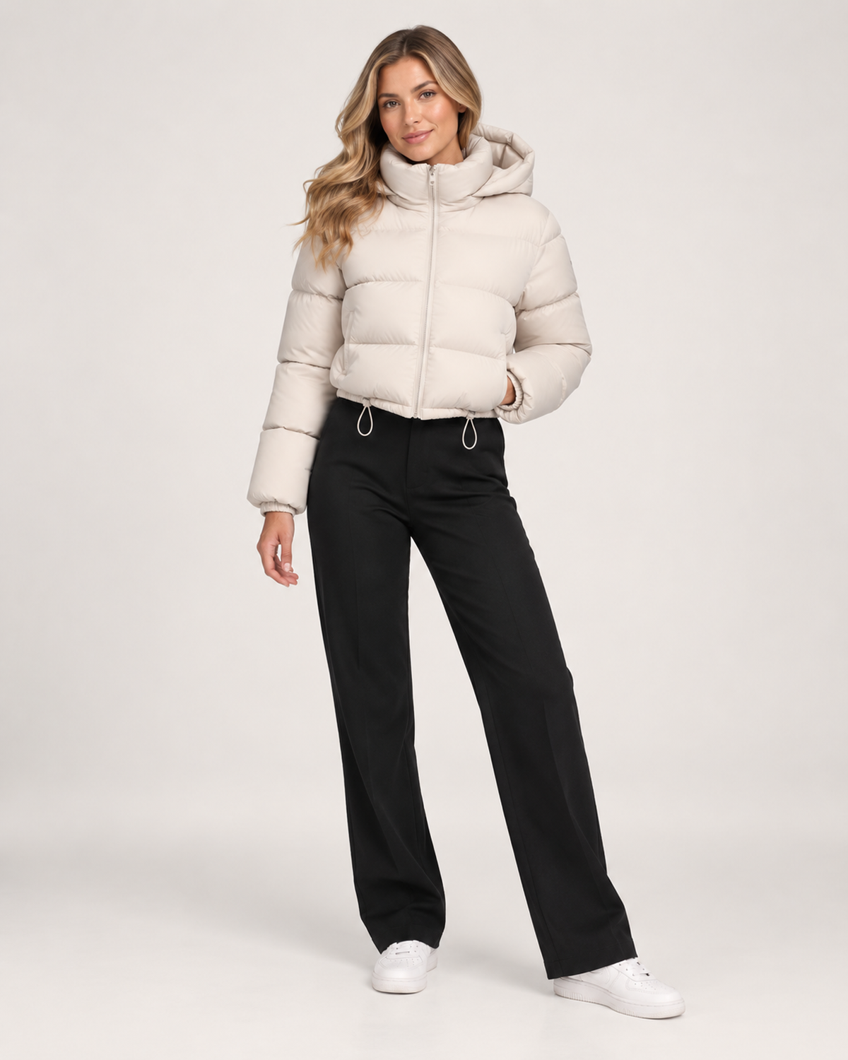 Women Cropped Puffer Jacket Hood