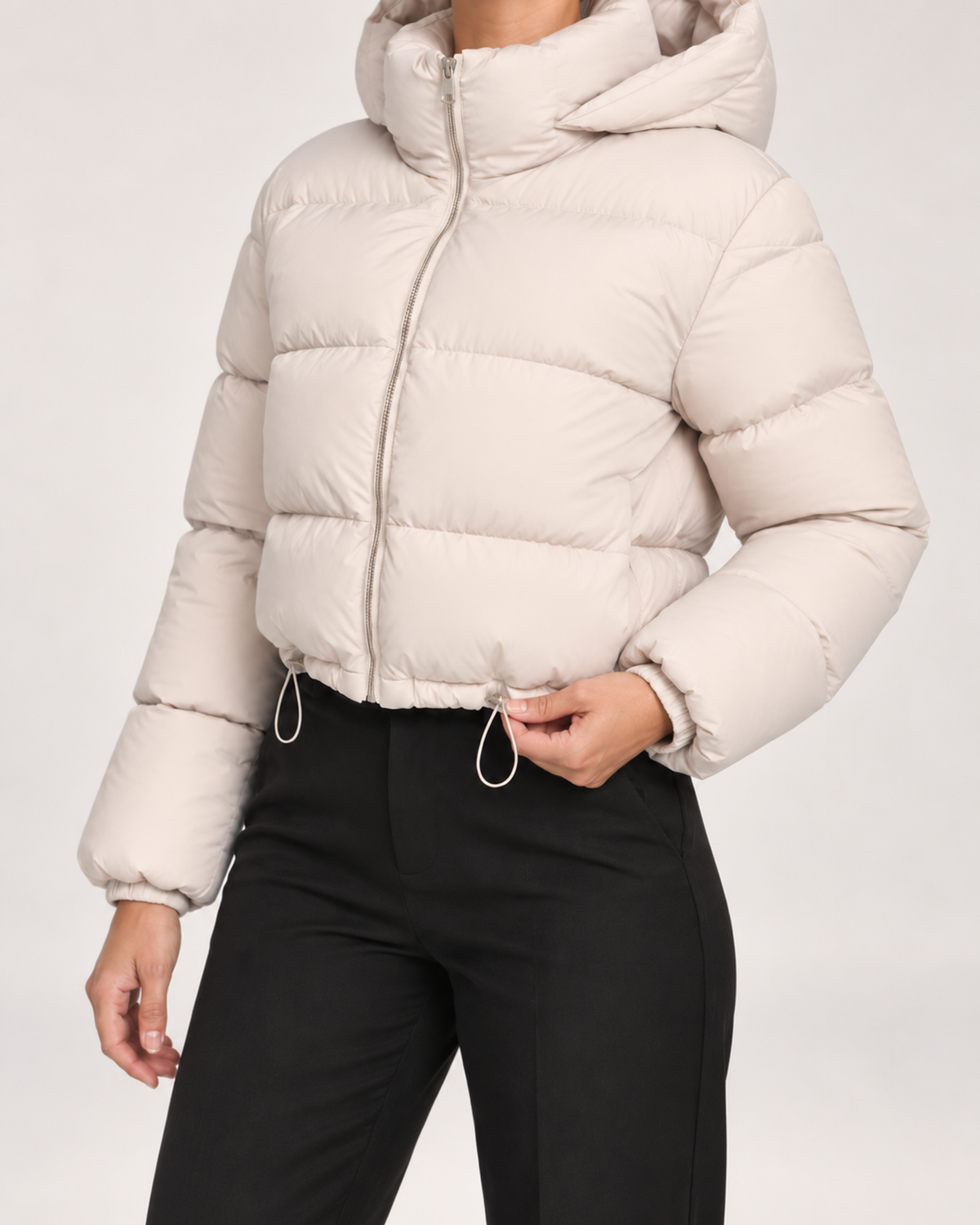 Women Cropped Puffer Jacket Hood