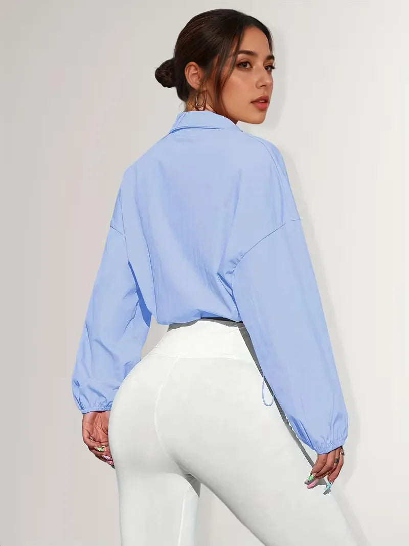 Women's Track Jacket | Oversized Streetwear, Light Blue