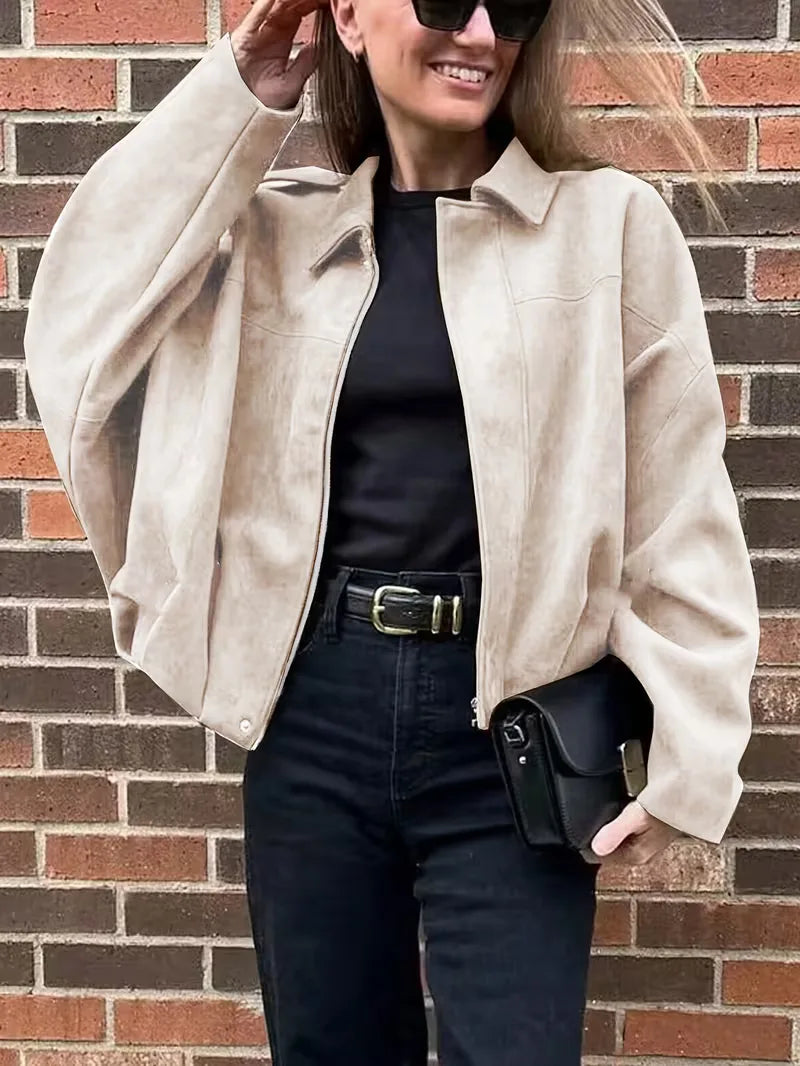 Oversized Bomber Jacket Women | Black, Apricot | Casual Streetwear