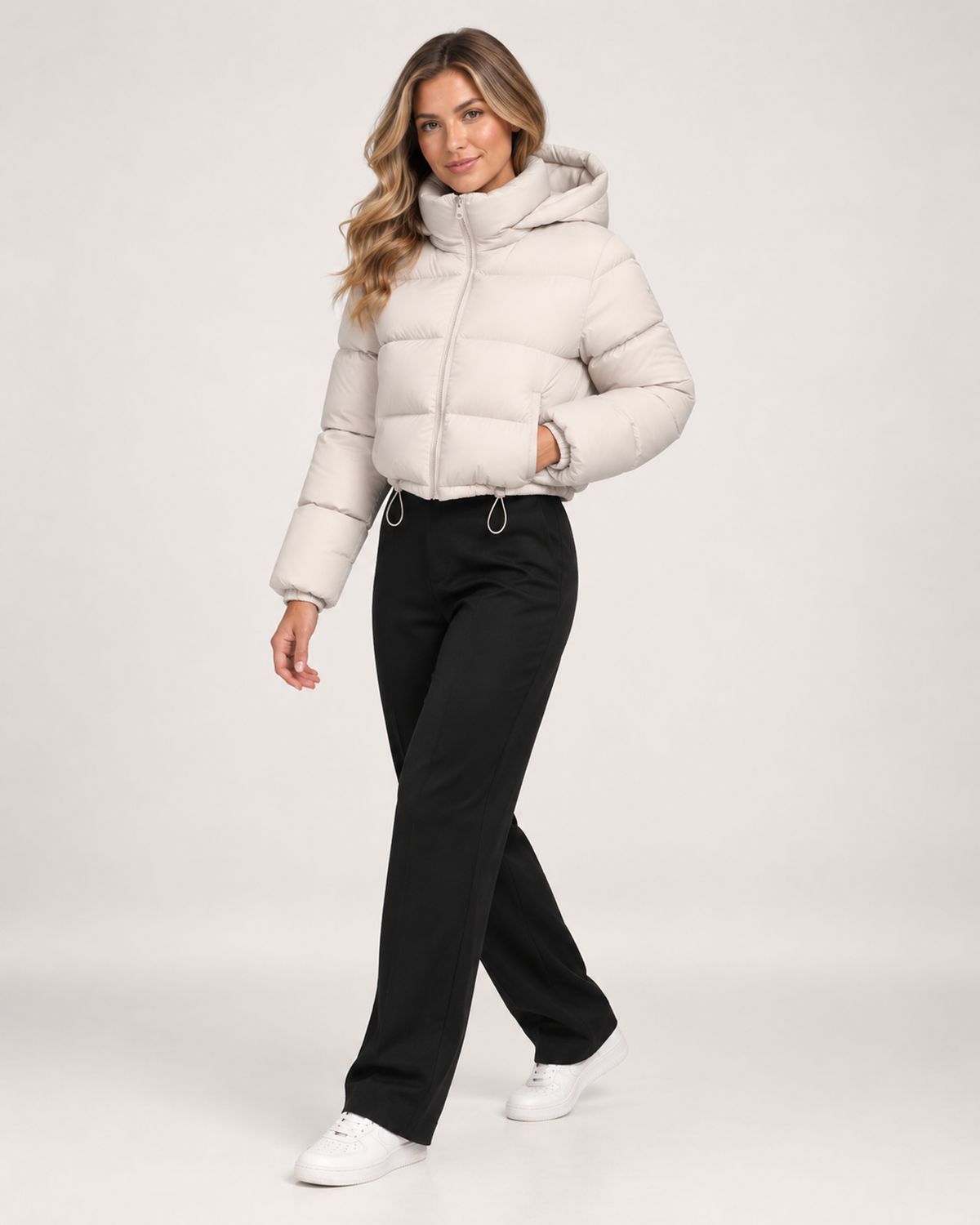 Women Cropped Puffer Jacket Hood