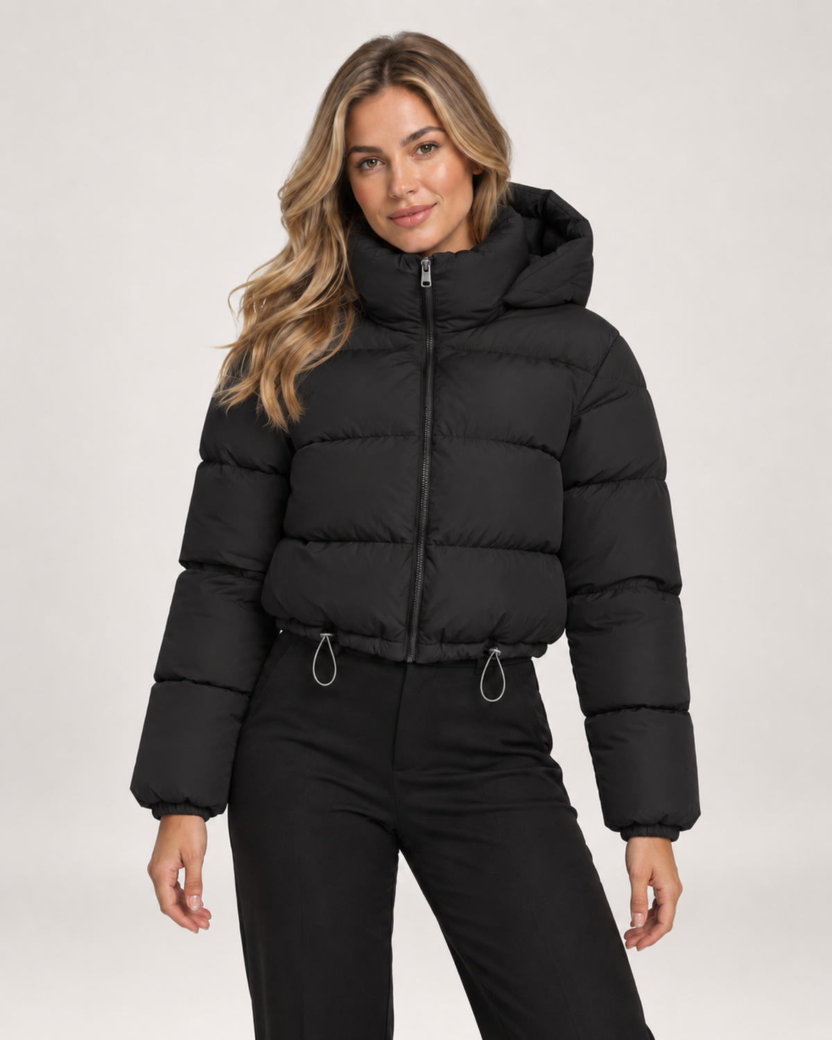 Women Cropped Puffer Jacket Hood