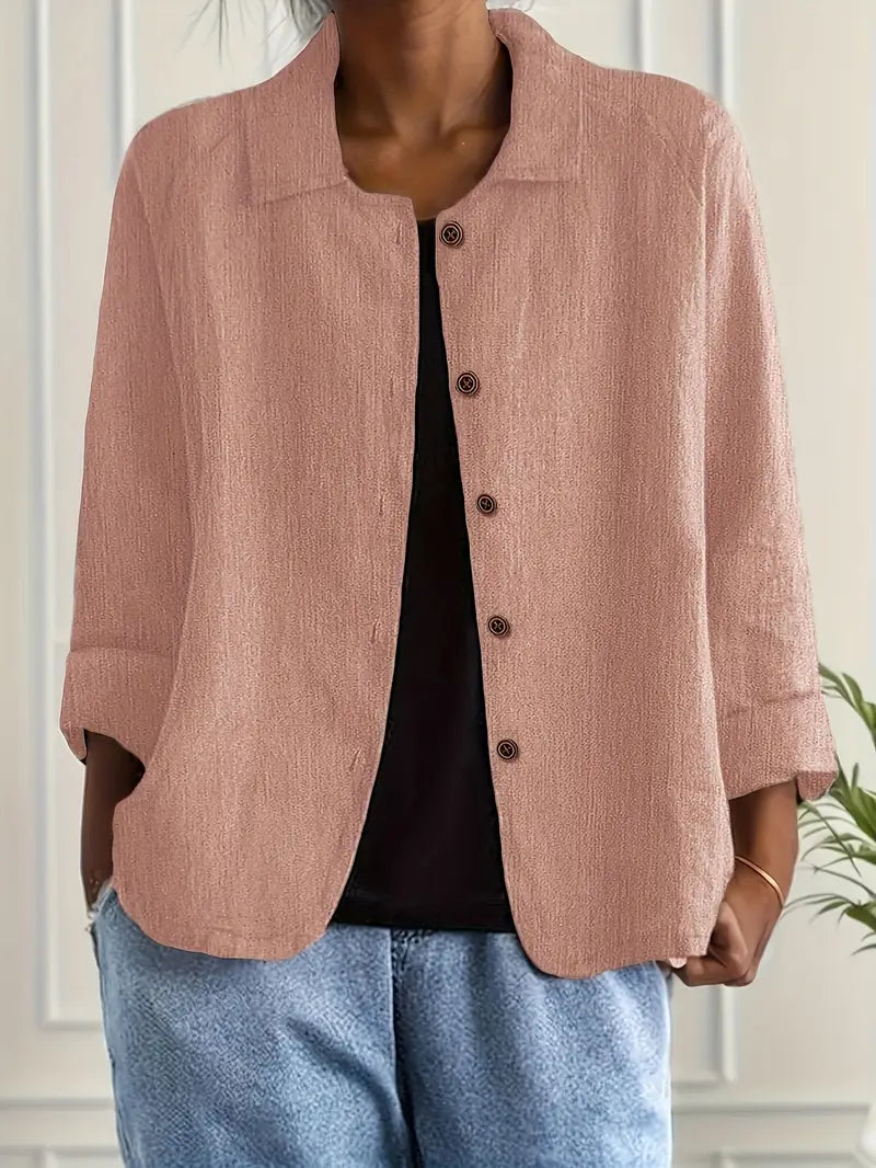 Women's Cardigan Shirt | Cotton Linen Blend, Relaxed Fit