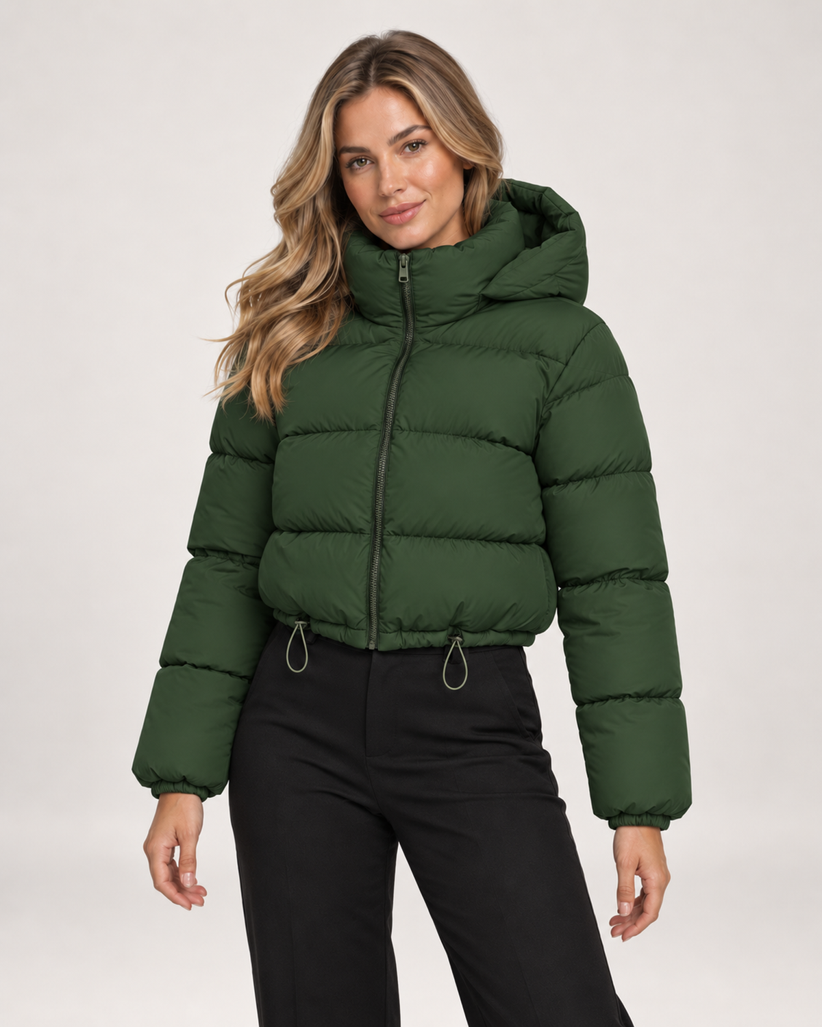 Women Cropped Puffer Jacket Hood