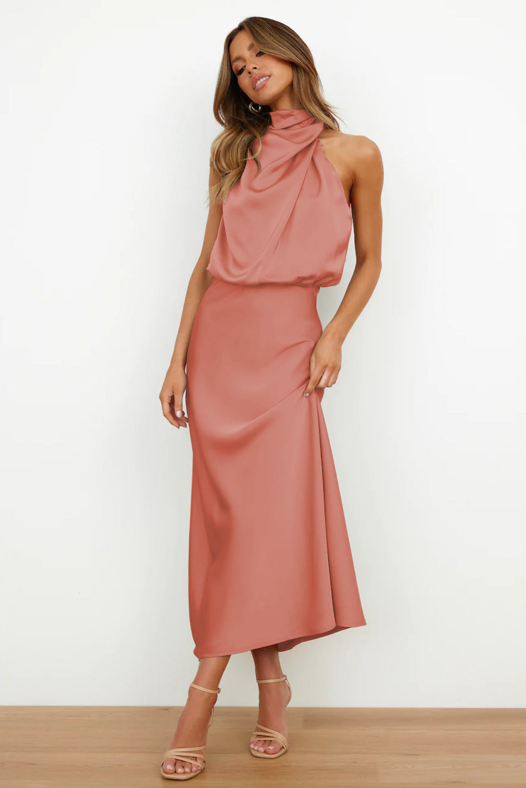 Evening Dress | Halter Satin Dress | Women's Formal Wear