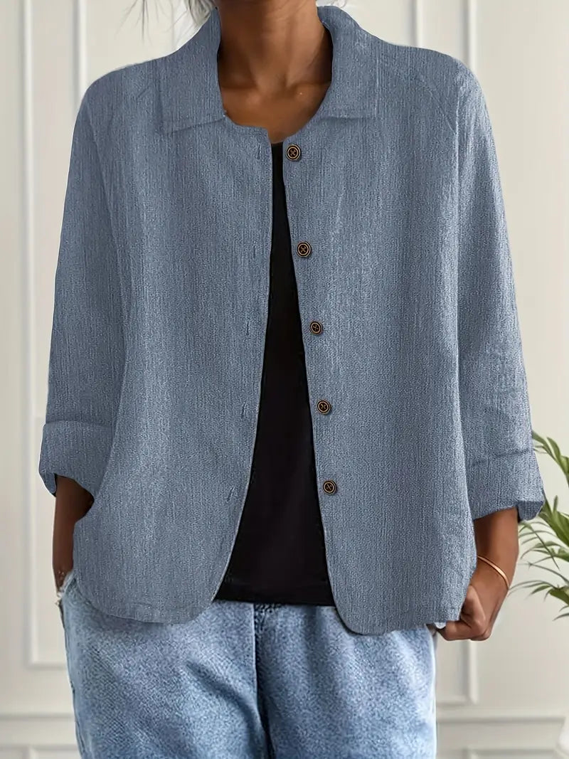 Women lightweight button front jacket relaxed fit casual autumn