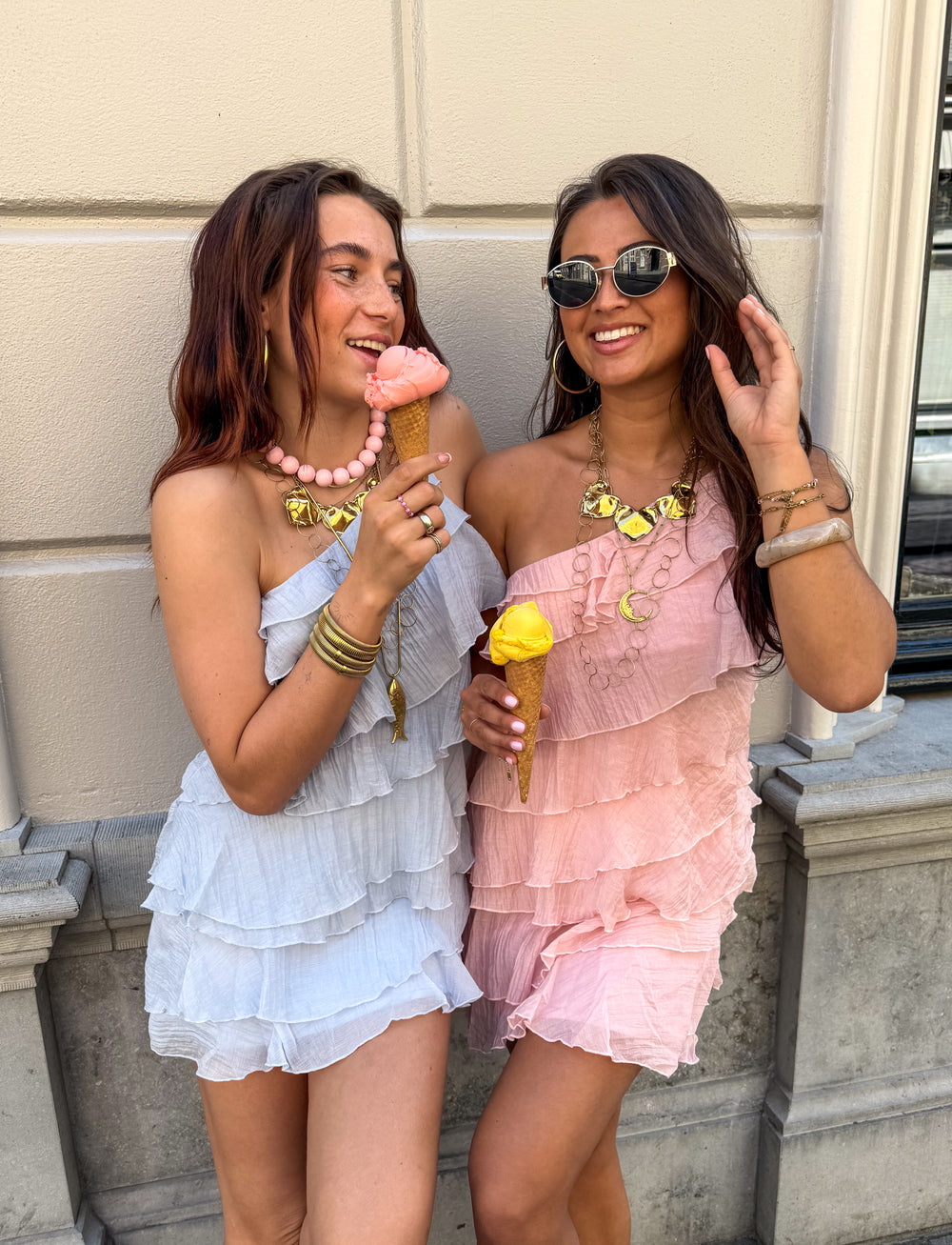 Women's Mini Dress | Asymmetrical Ruffles, Summer Casual