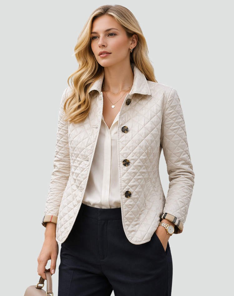 Women quilted transition jacket regular fit with button collar