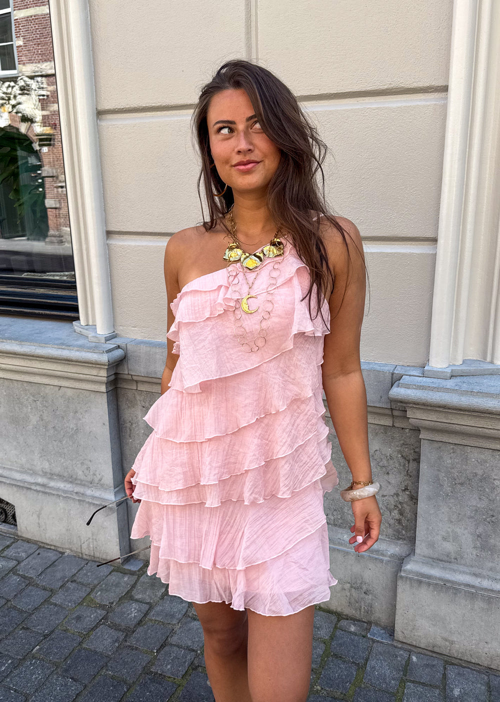 Women's Mini Dress | Asymmetrical Ruffles, Summer Casual