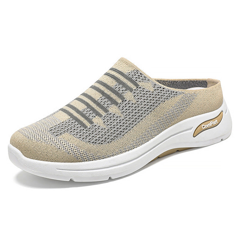 Knit slip-on sneakers breathable lightweight low profile casual