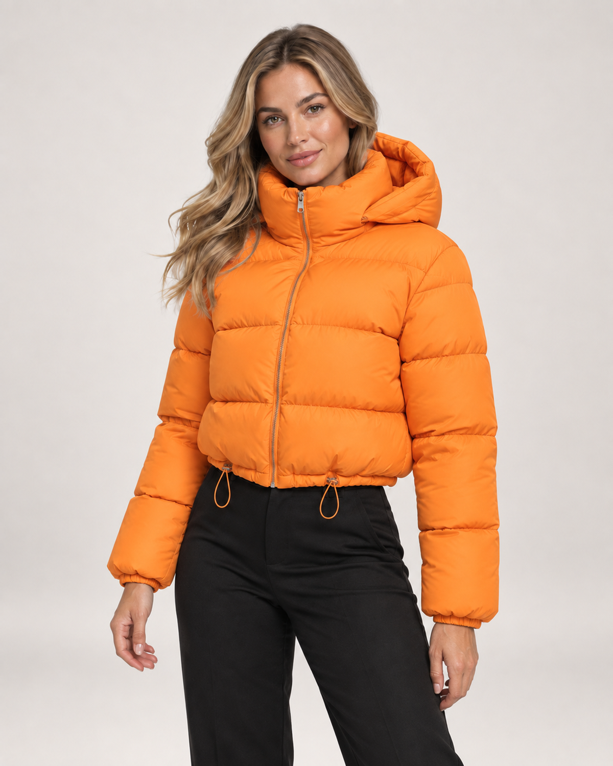 Women Cropped Puffer Jacket Hood