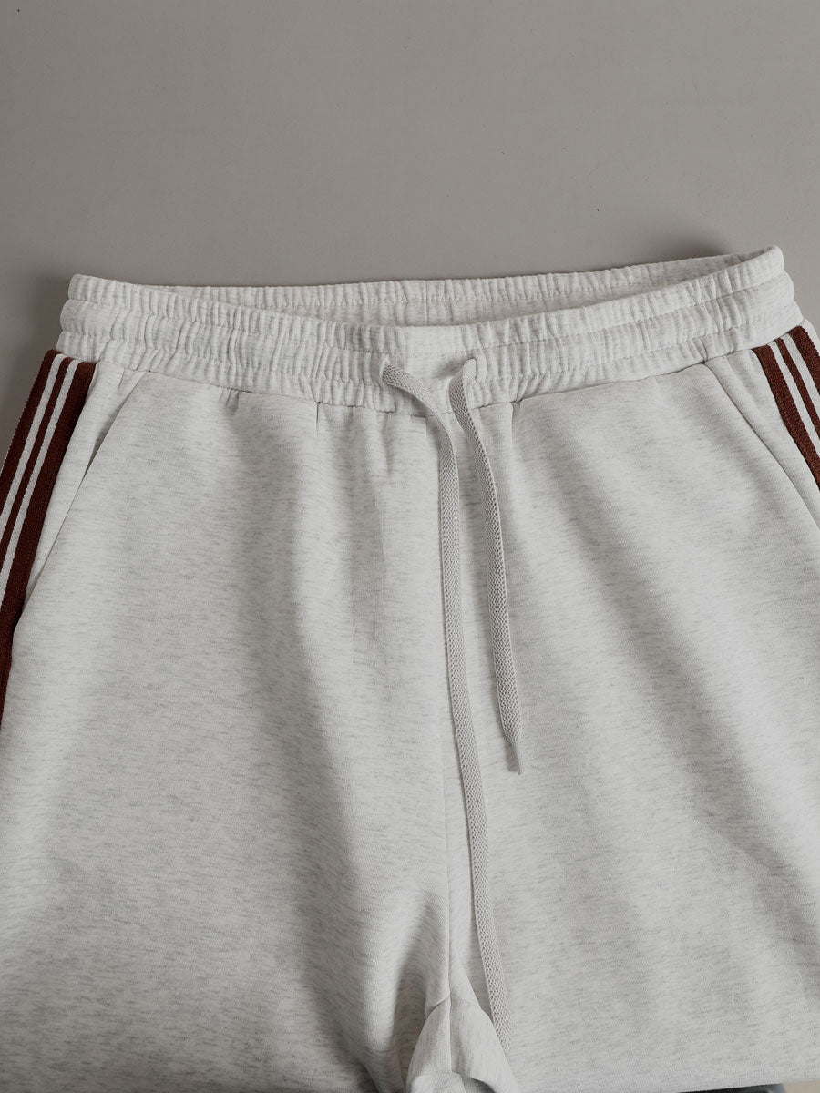 Womens 2 piece zip sweatshirt wide leg set with cotton blend and striped trim