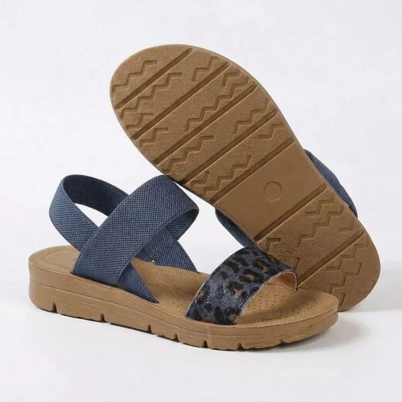 Women comfort slip-on sandals with soft footbed, lightweight stretch straps