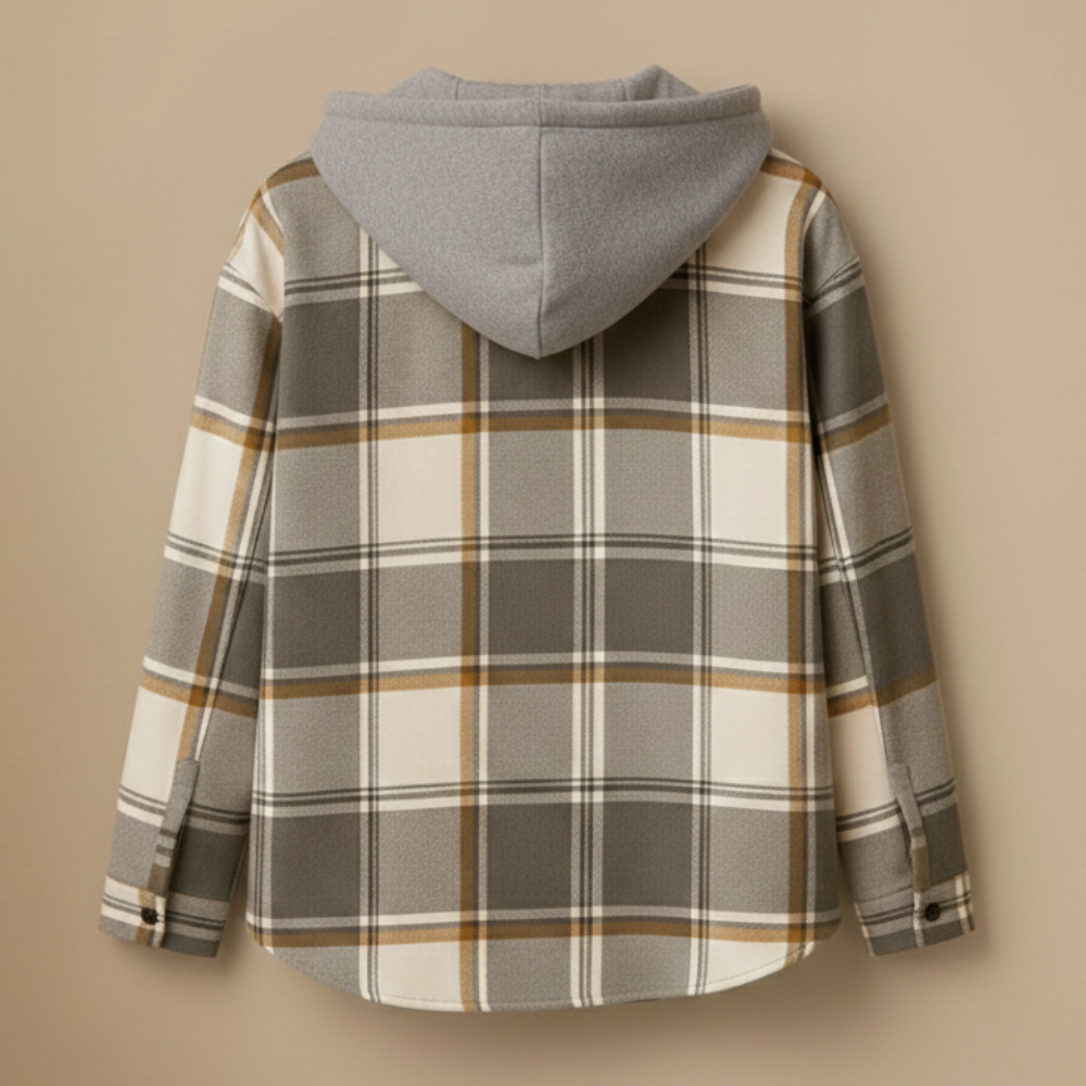 Plaid hooded jacket women relaxed fit with breathable fabric
