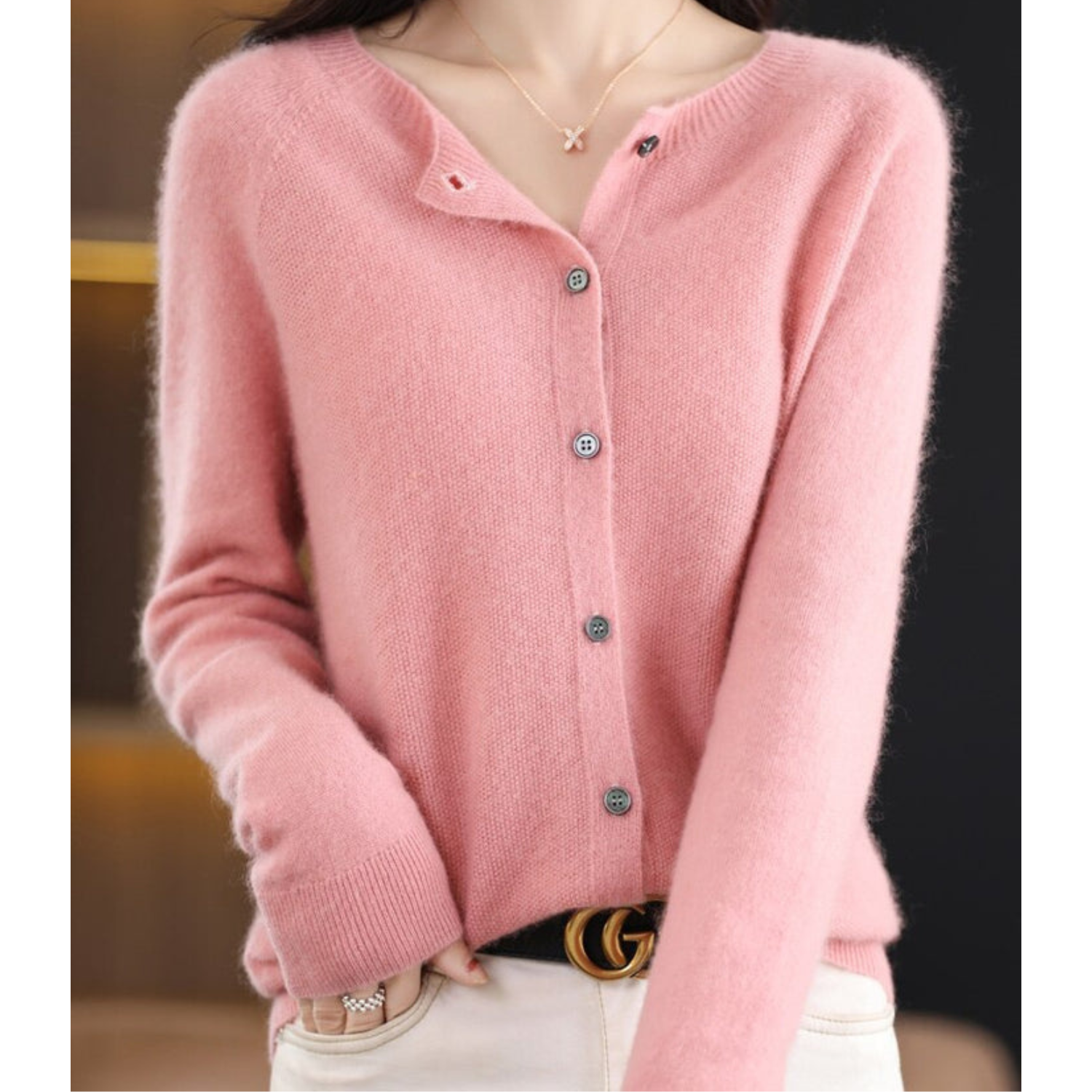 Women's Cardigan | Button Front, Round Neck | Winter