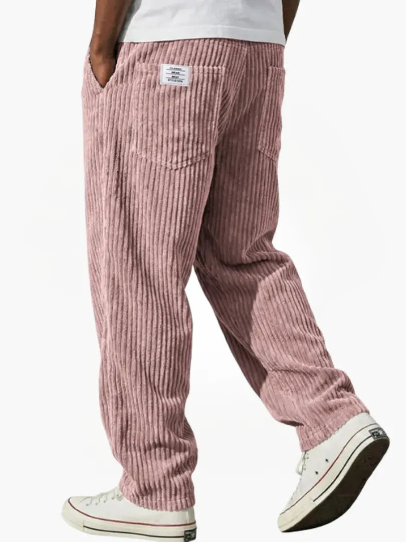 Men corduroy drawstring pants relaxed fit in multiple colours