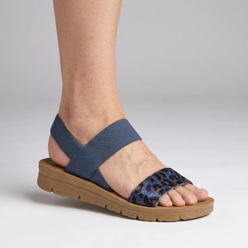 Women comfort slip-on sandals with soft footbed, lightweight stretch straps