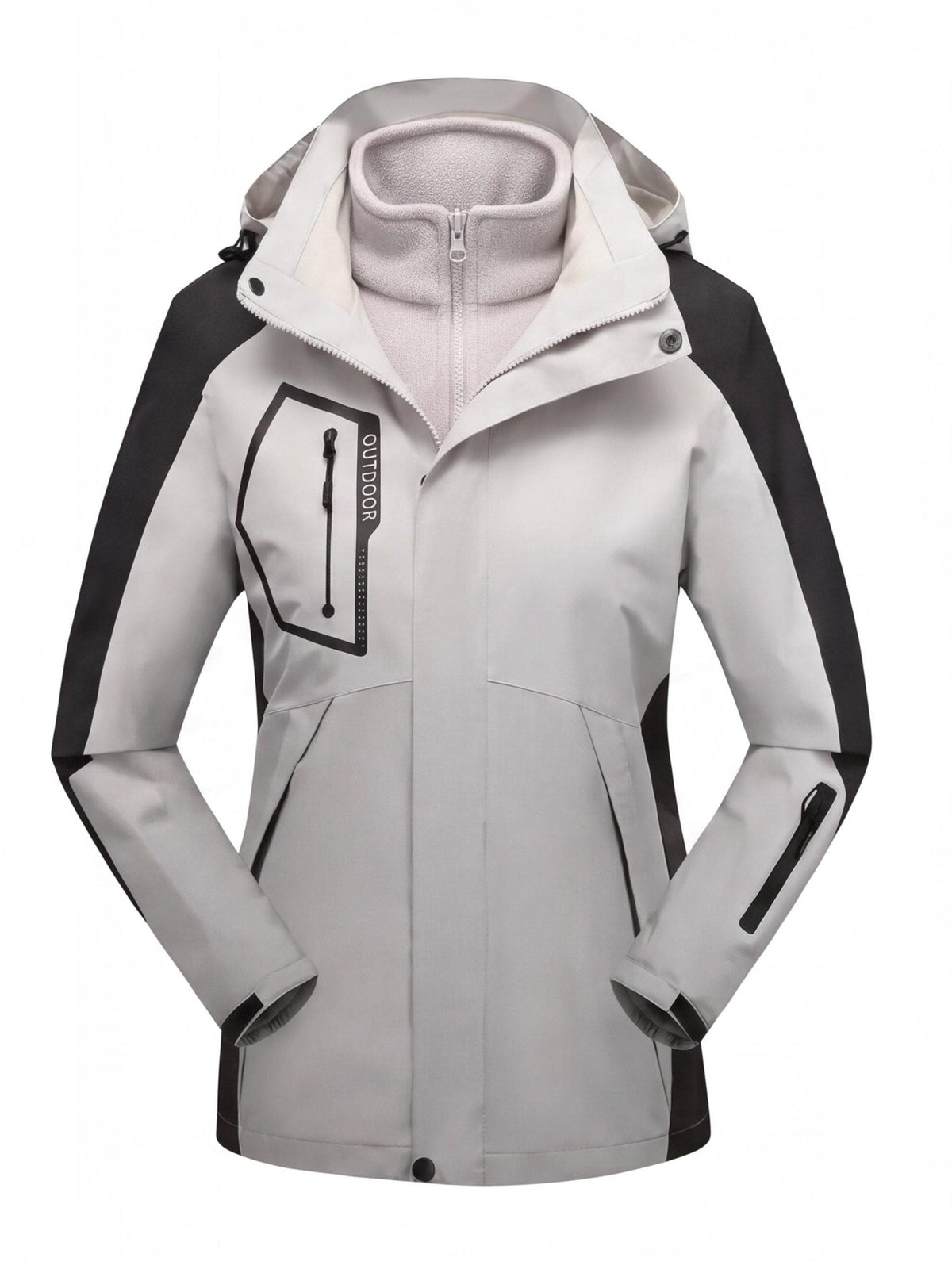 Womens 3 in 1 jacket with removable fleece lining and water repellent shell
