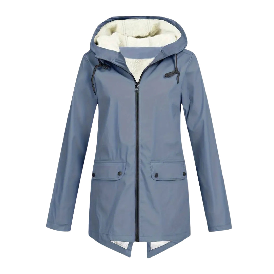 Women waterproof fleece lined jacket with adjustable hooded design
