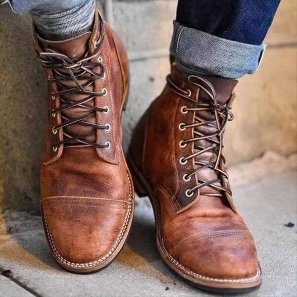 Men's Lace-Up Work Boots - Classic Ankle - Durable Sole