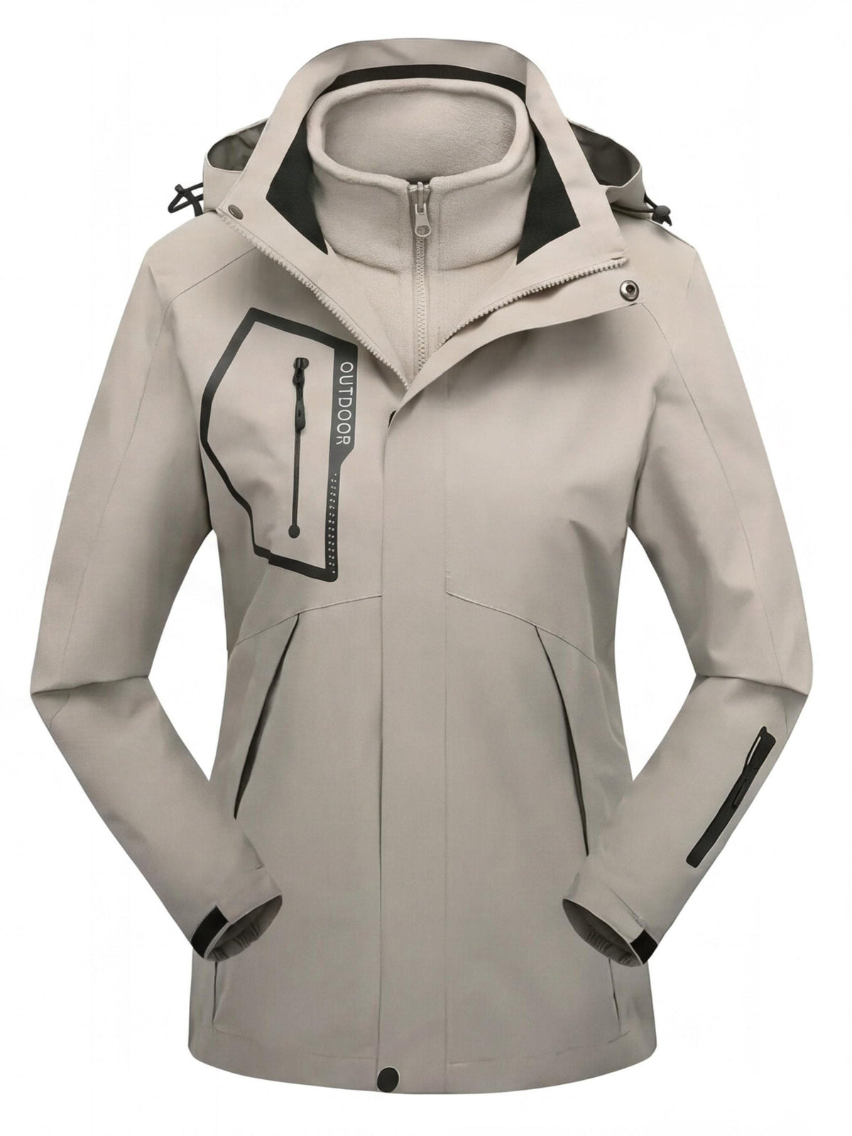 Womens 3 in 1 jacket with removable fleece lining and water repellent shell