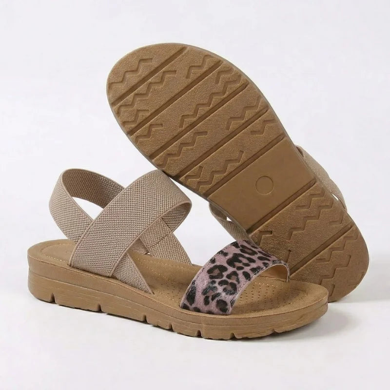 Women comfort slip-on sandals with soft footbed, lightweight stretch straps