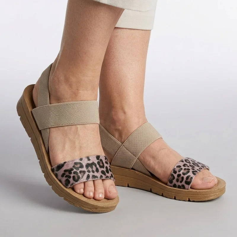 Women comfort slip-on sandals with soft footbed, lightweight stretch straps