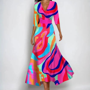Women’s Wrap Dress | 3/4 Sleeves | Flattering Fit, Elegant Style