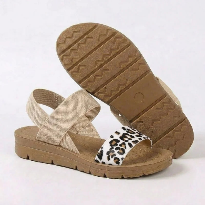 Women comfort slip-on sandals with soft footbed, lightweight stretch straps