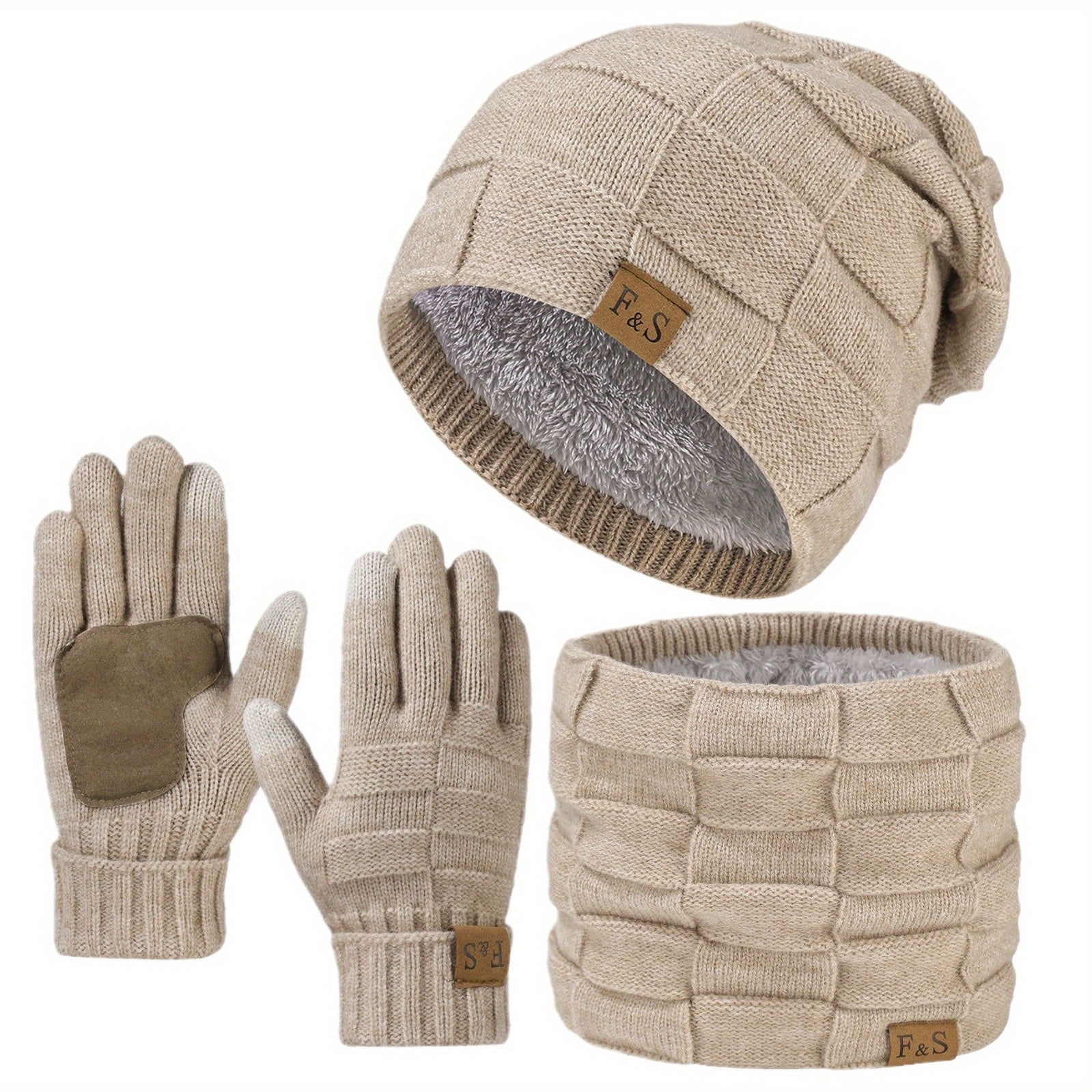 Arden - Knit Winter Thermal Knit Set Beanie Scarf Gloves