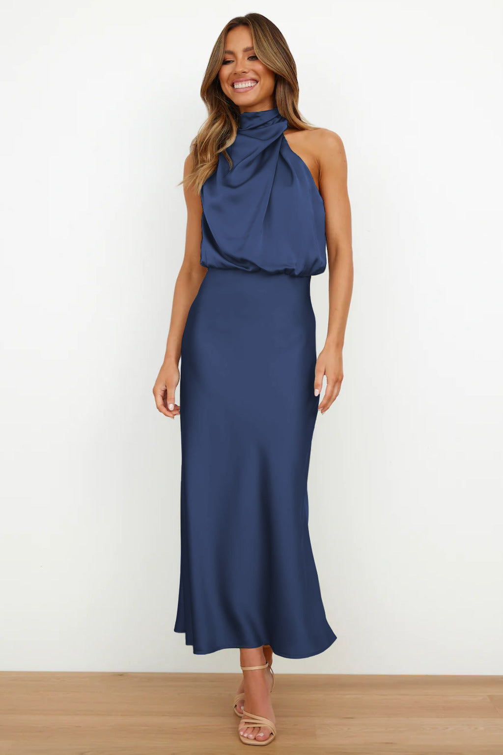 Evening Dress | Halter Satin Dress | Women's Formal Wear