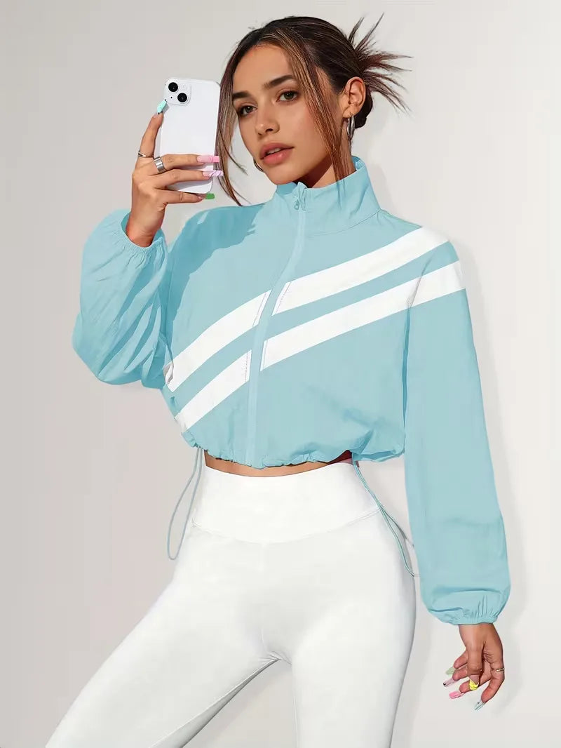 Women's Track Jacket | Oversized Streetwear, Light Blue