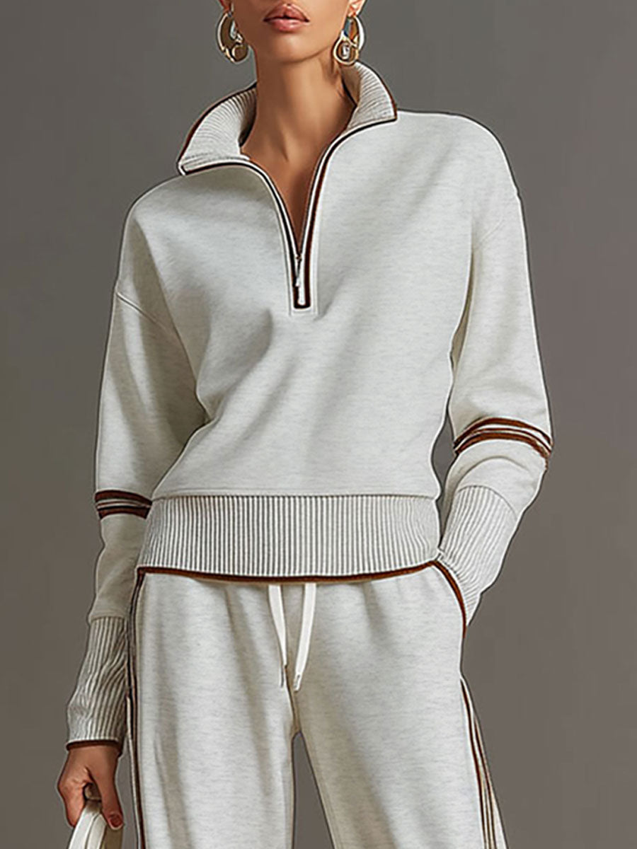 Women's Two-Piece Set | Wide-Leg Pants, Fluid Blouse | Relaxed Fit