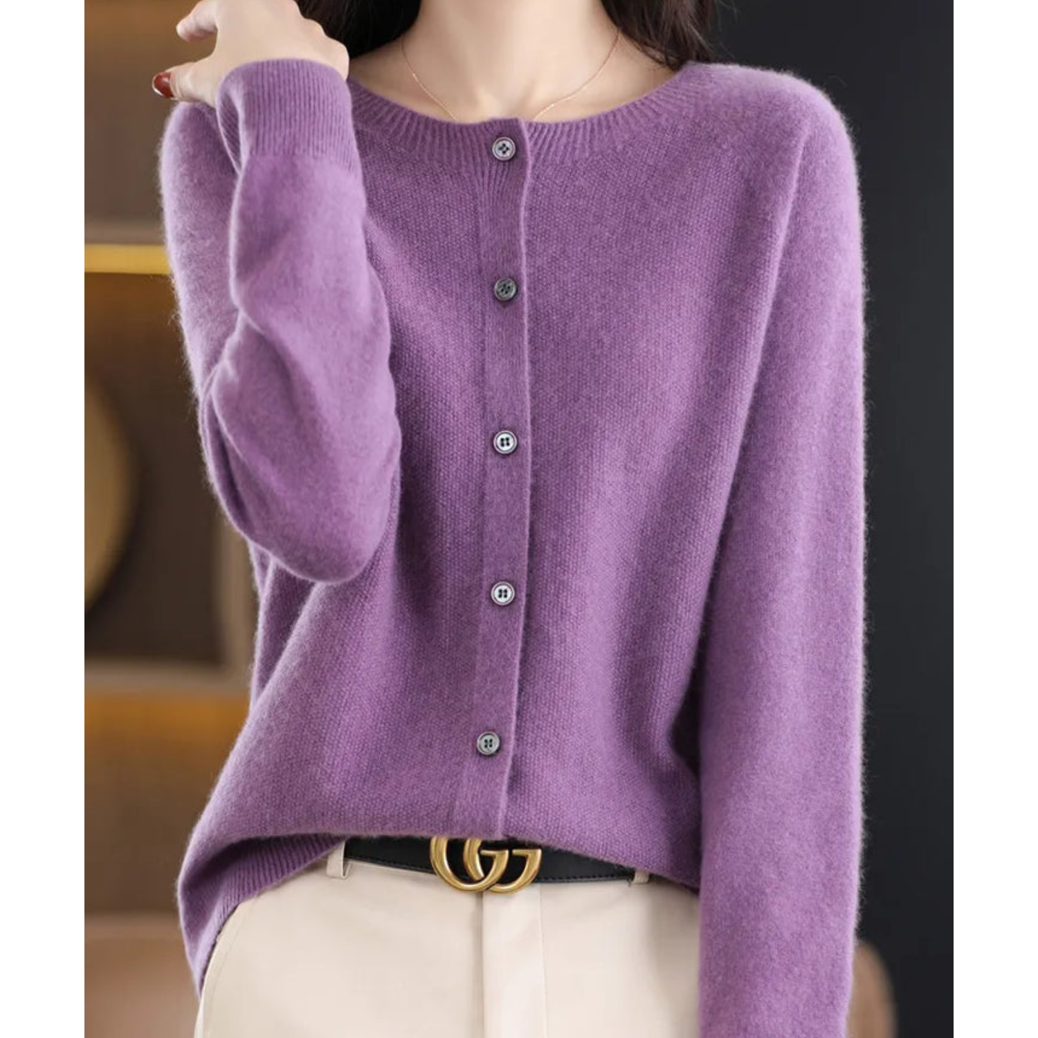Women's Cardigan | Button Front, Round Neck | Winter