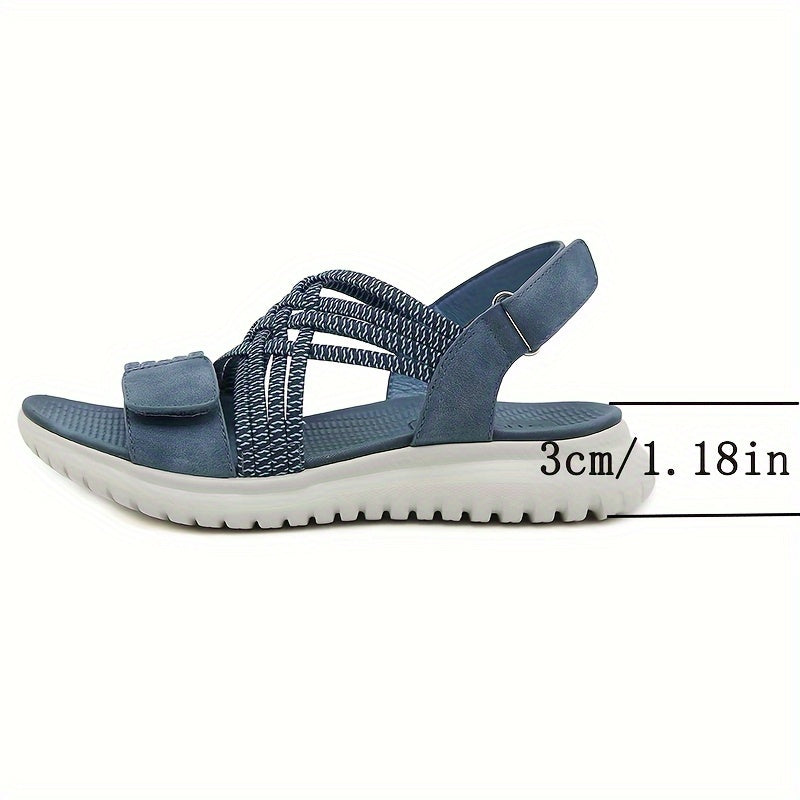 Women's Cushioned Sandals | Velcro Straps, PU Leather | Summer