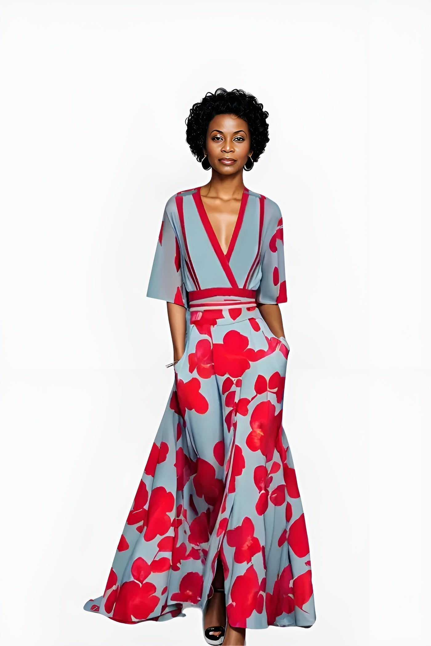 Floral Wrap Summer Dress | Flattering Fit, V-Neckline | S-2XL