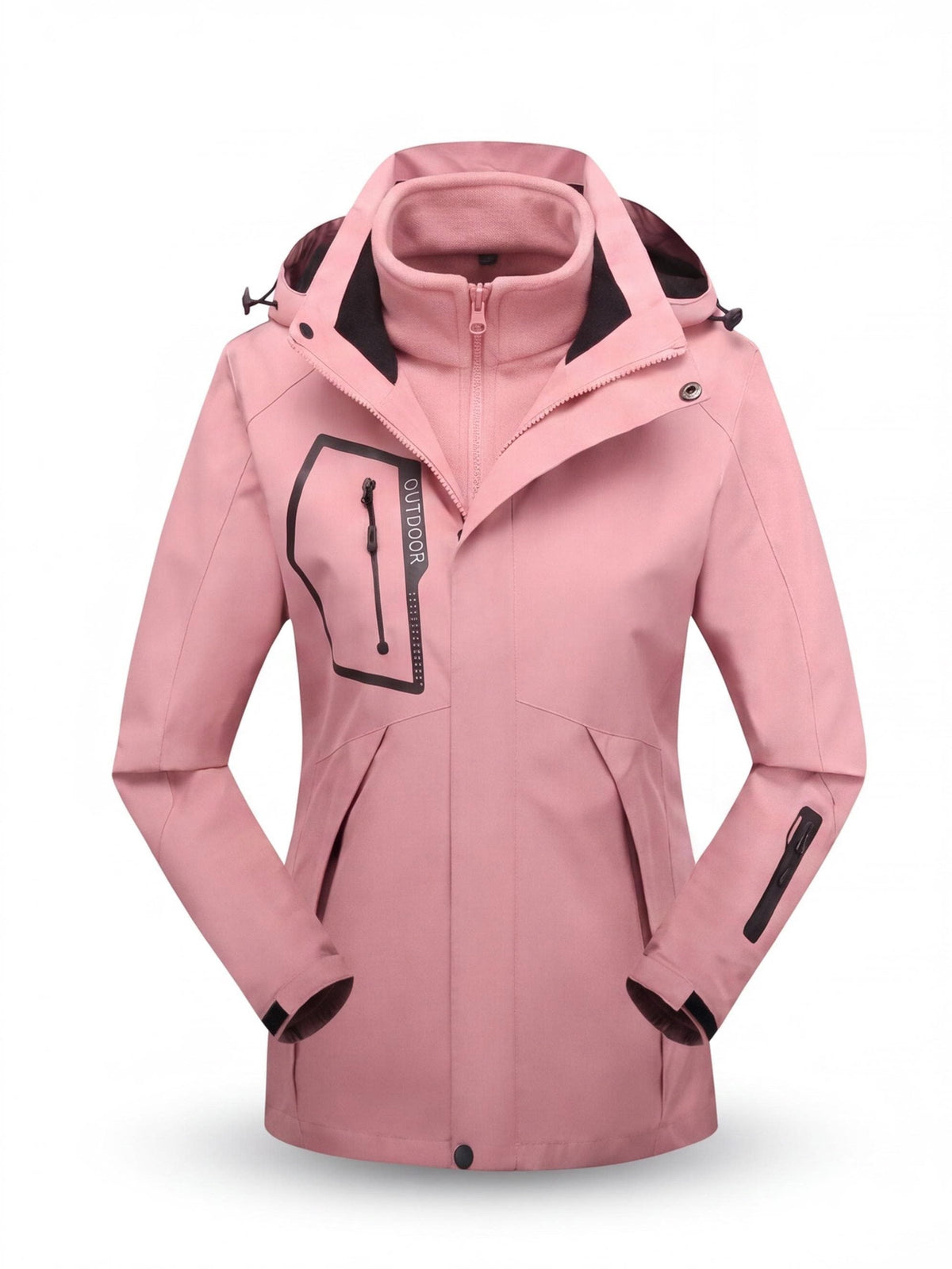 Womens 3 in 1 jacket with removable fleece lining and water repellent shell