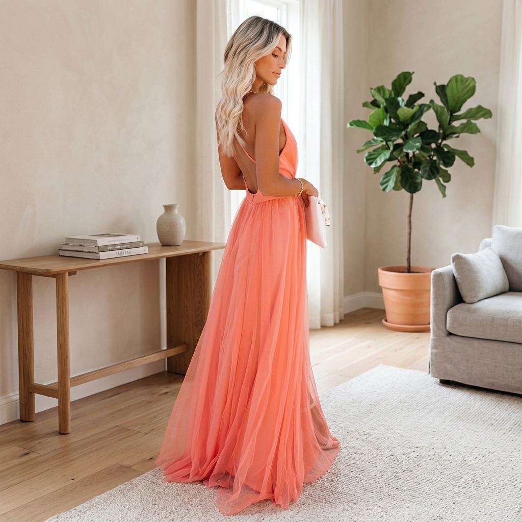 Matrona Women's Orange Strap Cocktail Dress | Elegant & Stylish