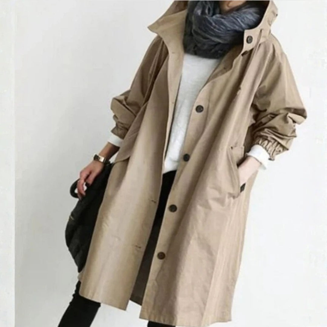 Women's Long Coat | Button Front Streetwear | Versatile Casual