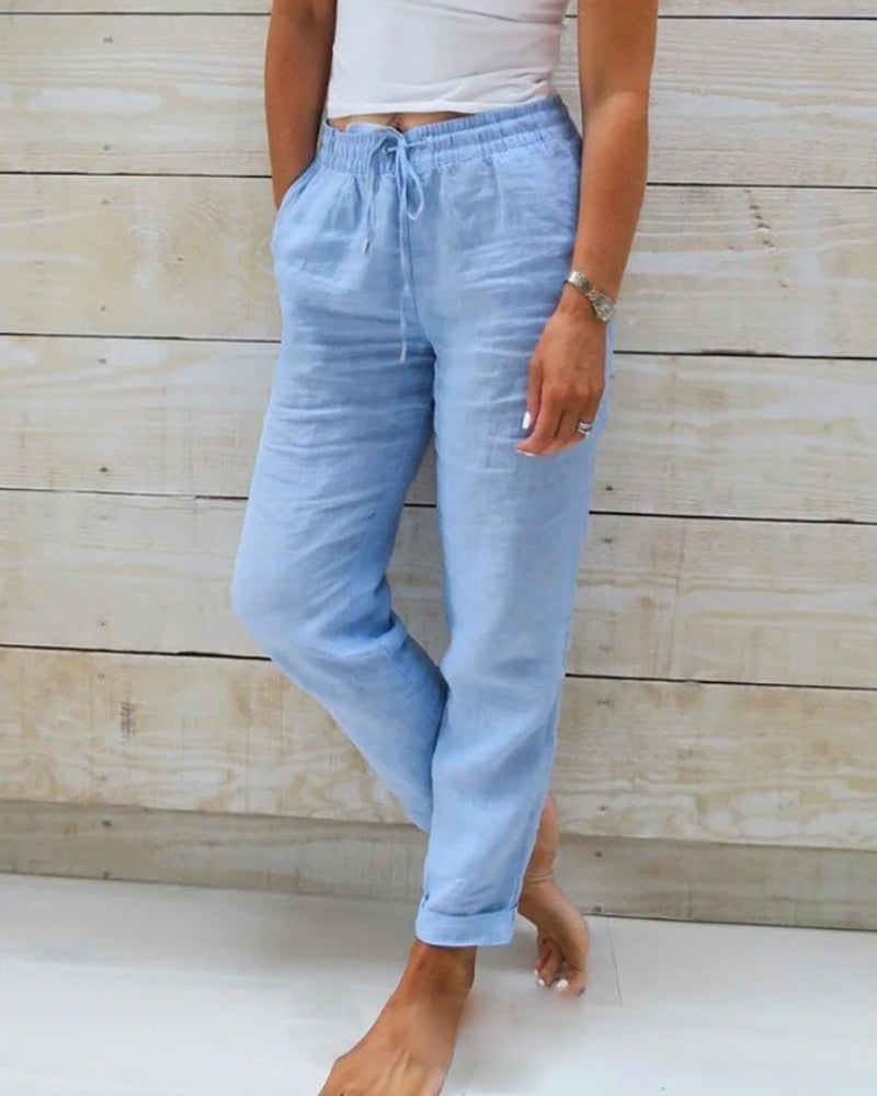 Women stretchy lightweight pants flexible fit comfortable everyday wear
