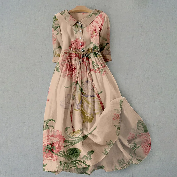 Floral Wrap Summer Dress | Vintage Lace, Botanical Print | Women