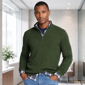 Men's Cashmere Zip Pullover | Business Casual | Soft, Elegant