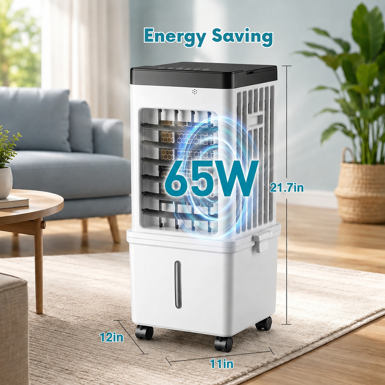 Portable Air Conditioner | Evaporative Cooler, 3 Speeds | Remote Control, 12 h Timer