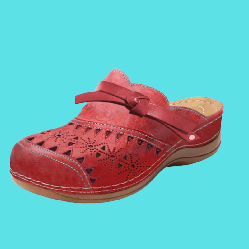 Women cushioned flat mules with bow detail slip-on open-back design